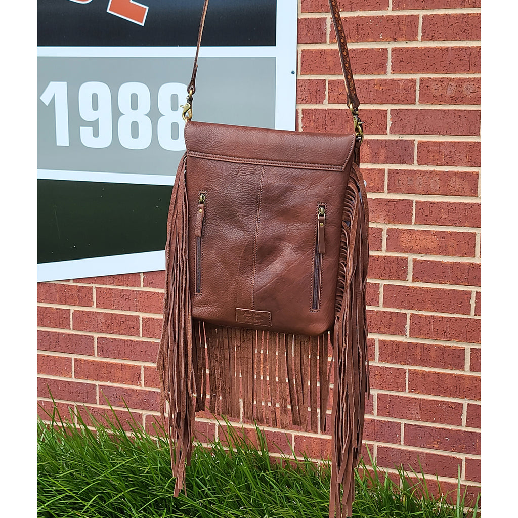 tooled leather fringe purse