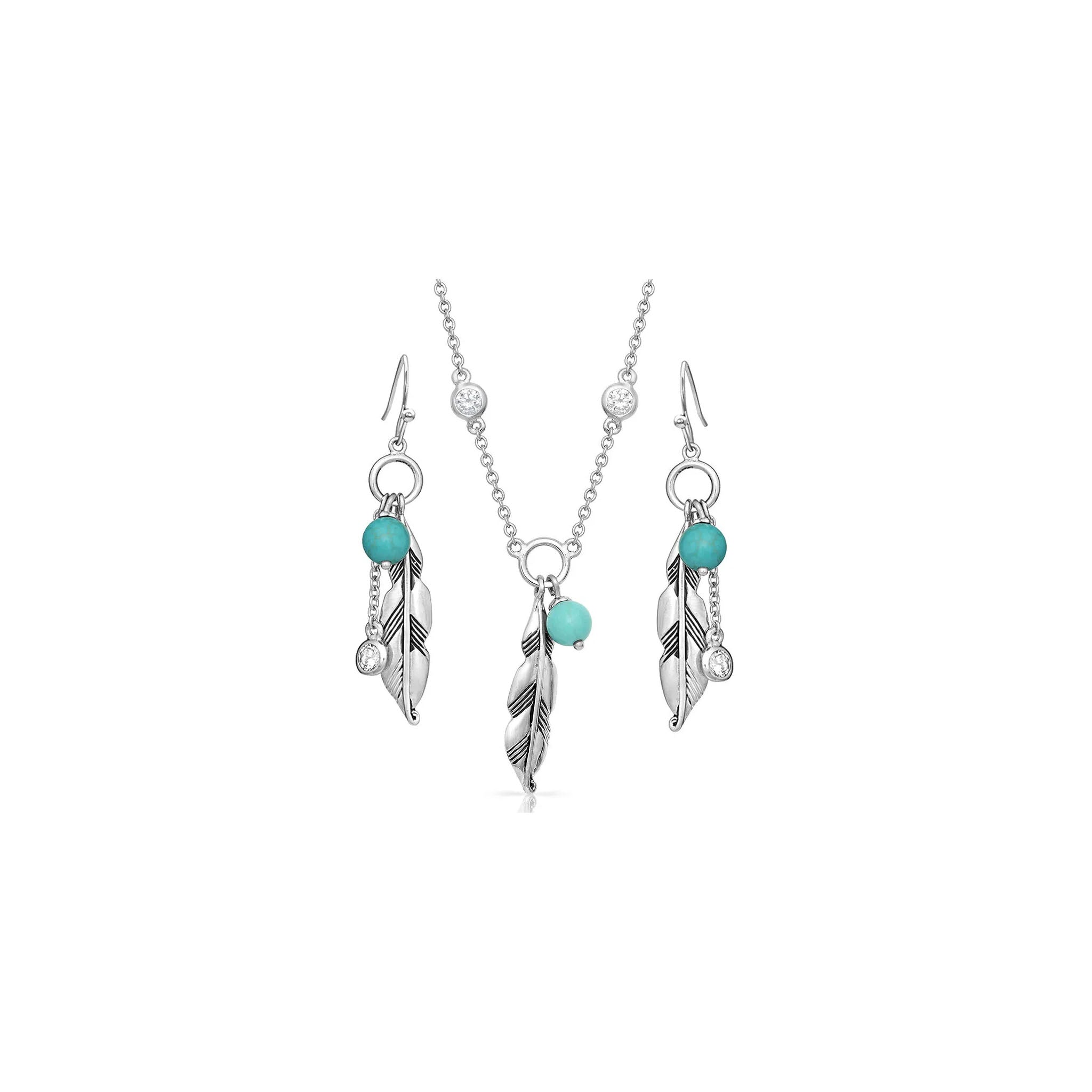 Montana Silversmiths Charming Feather & Turquoise Jewelry Set – Western ...