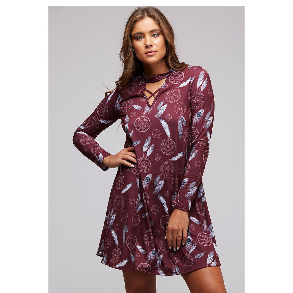 women's burgundy dress