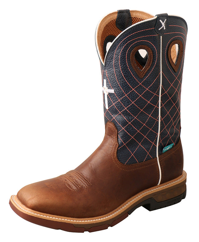 Twisted X Mocha Navy Alloy Square Toe Boot – Western Edge, Ltd.