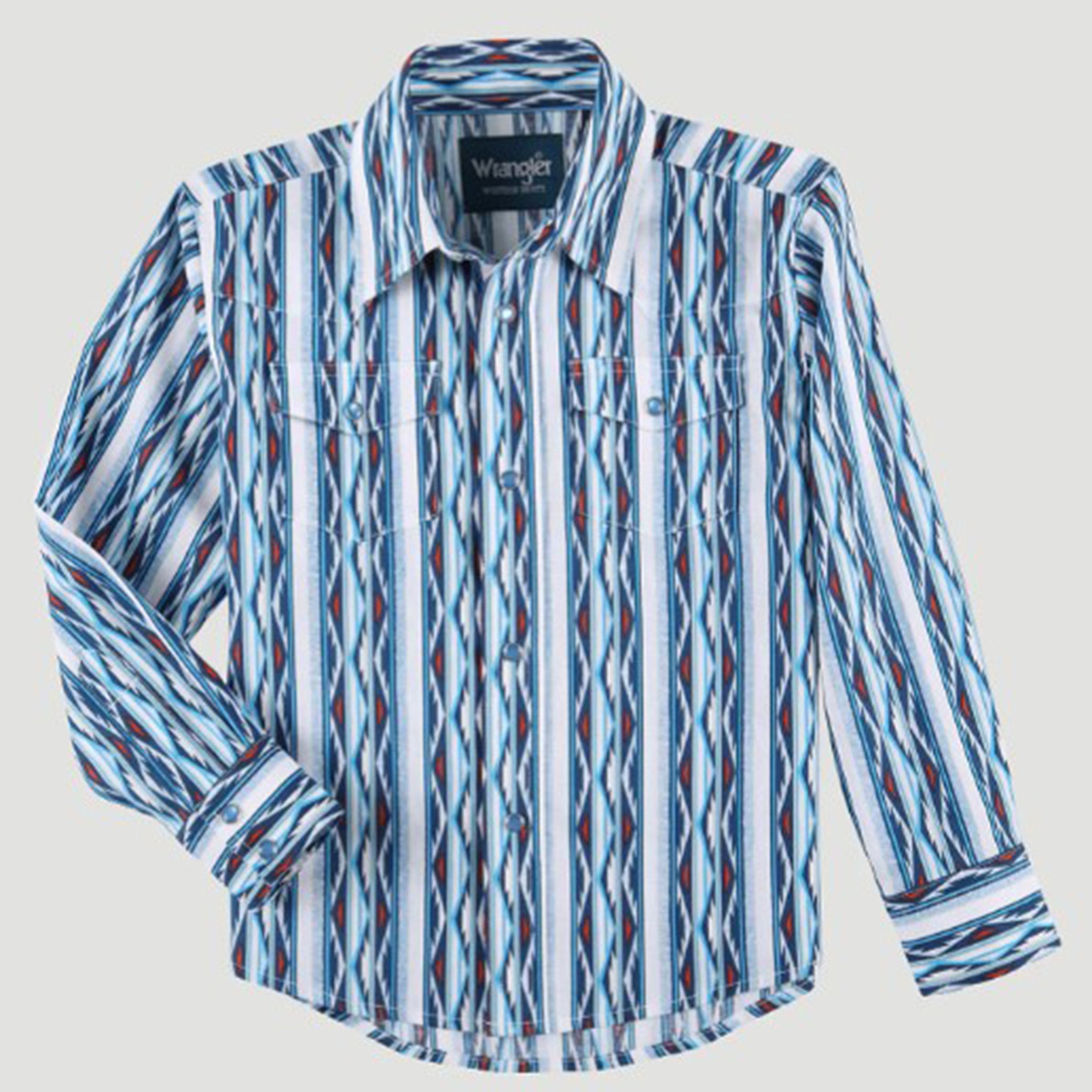 Wrangler Kids Blue Aztec Stripe Shirt – Western Edge, Ltd.