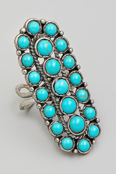 Turquoise Stone Bead Western Statement Ring