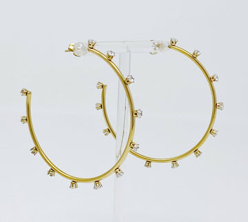 Slim & Jeweled Hoop Earrings, Gold