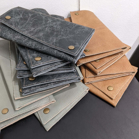 New colors in our tri-fold wallet, Brynn Capella, made in the USA