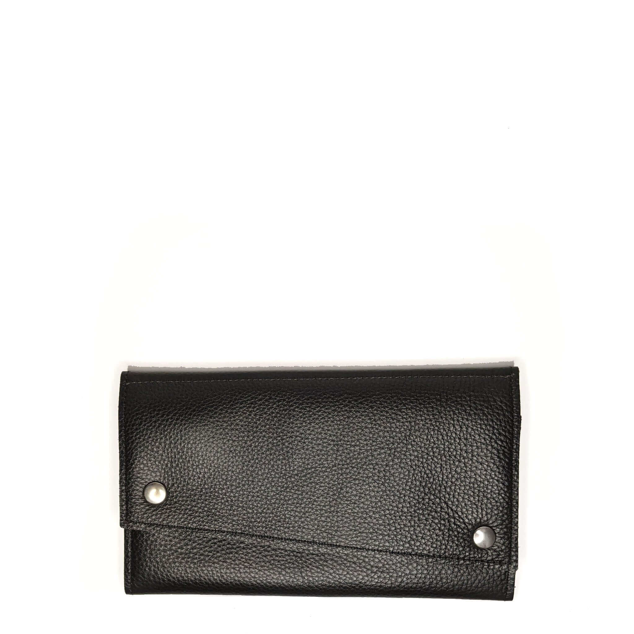 Tri-fold Leather Wallet, Women, Black, made in the USA