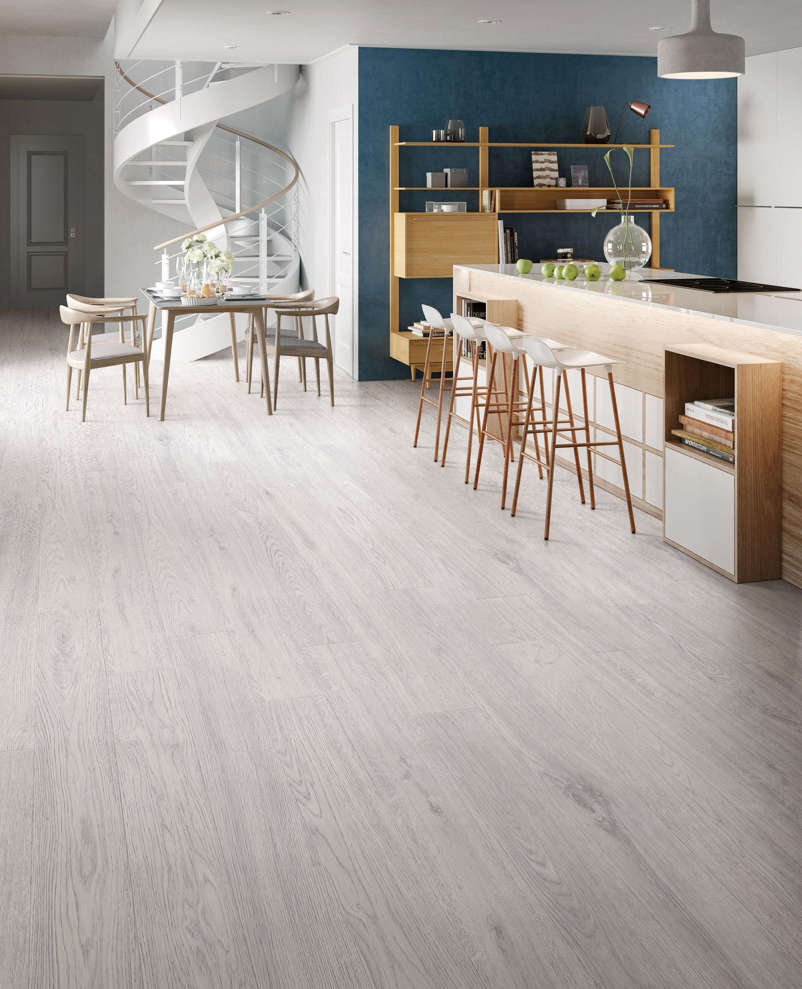 Leighton White Metal Flexible Luxury Vinyl Plank Flooring - Embossed