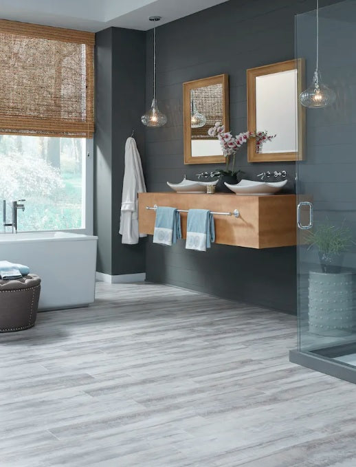 Mannington Legacy White and Gray 12 x 24 Luxury Vinyl Tile