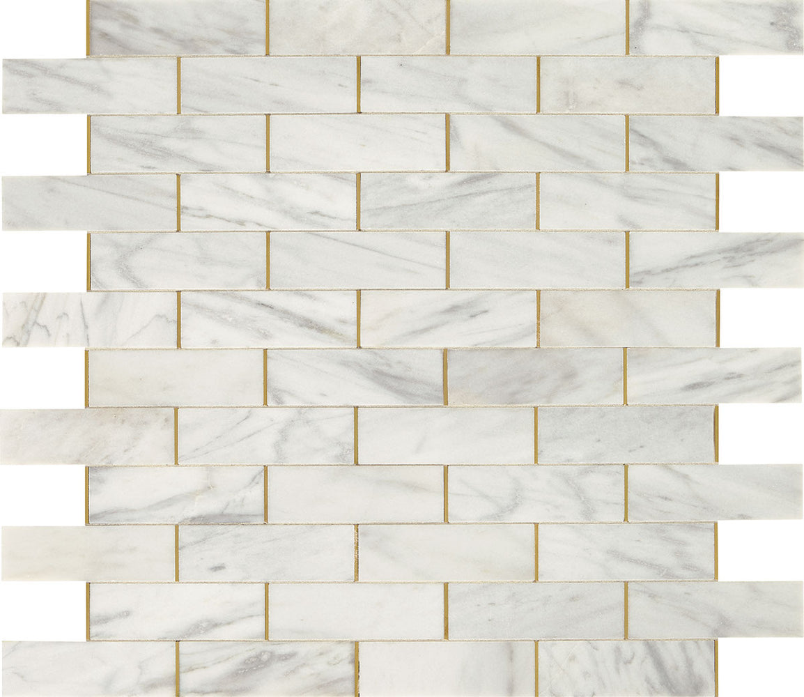 Daltile Lavaliere Lv26 Alluring White With Brass Matte Mixed Mosaic