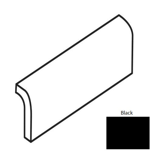 Black 2x6 in Ceramic Tile Bullnose Trim Edge 2 x 6 inch American