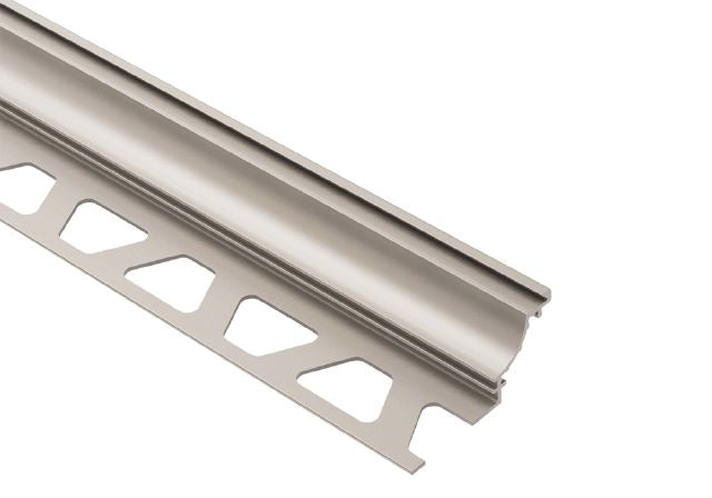 Schluter Dilex Metal Shoppe, Tile — Shaped Anodized & Stone Cove Aluminum Systems Satin AHK Nickel