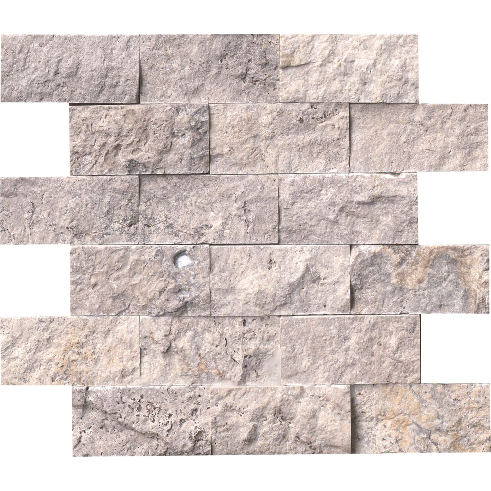 MSI Silver Travertine Split Face Mosaic | Lowest Price — Stone & Tile ...