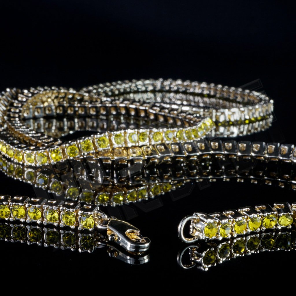 14k Canary Iced 1 Row Tennis Chain - Niv's Bling