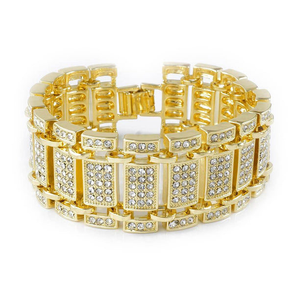 14k Gold Iced Ladder Bracelet – Niv's Bling