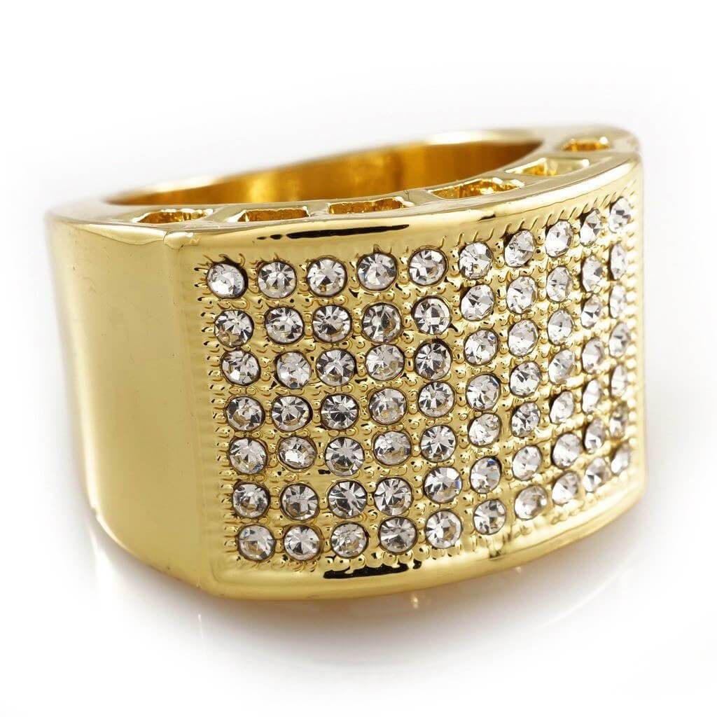 14k Gold Iced Out Micropave Pinky Ring – Niv's Bling