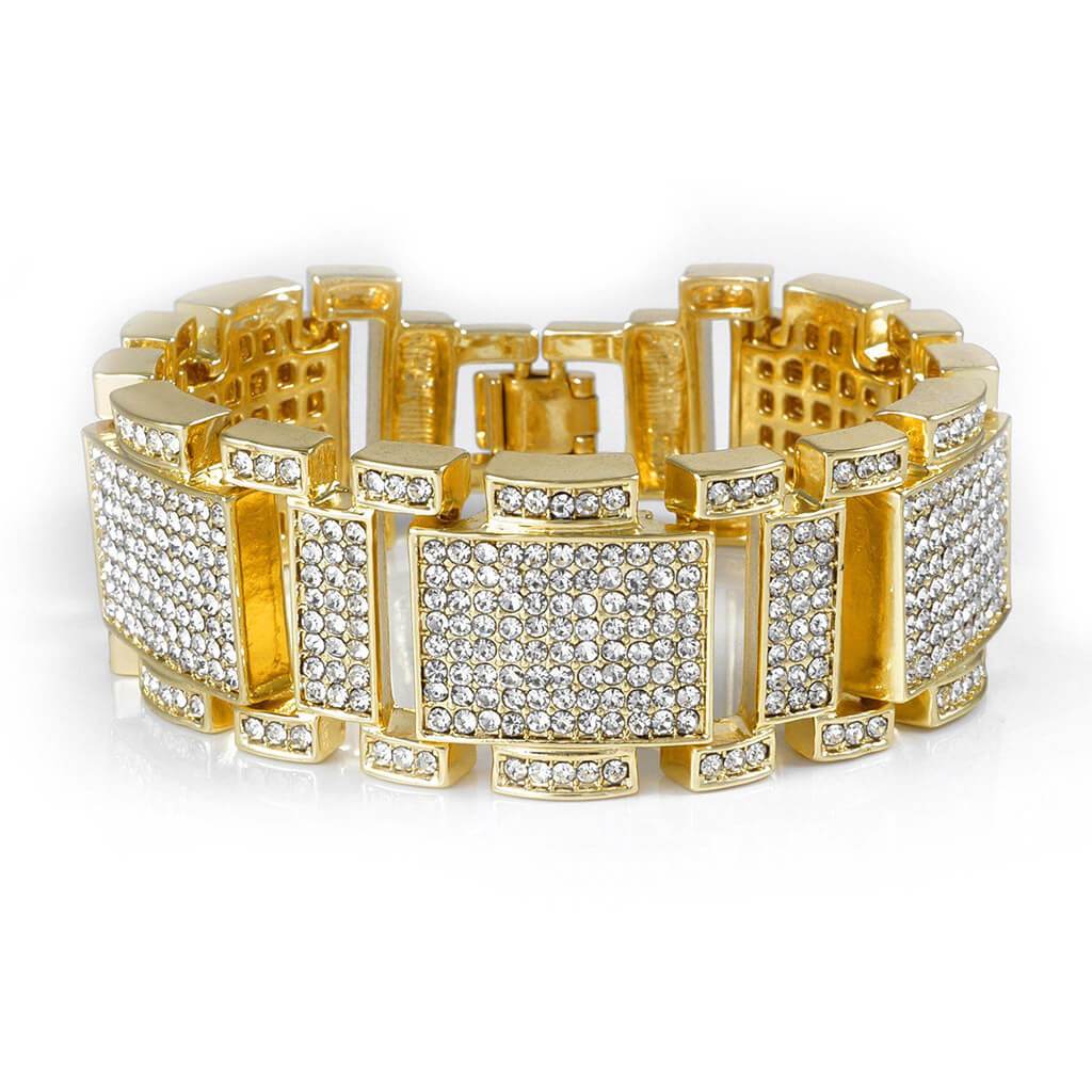 14k Gold Iced Mini Goliath Bracelet – Niv's Bling