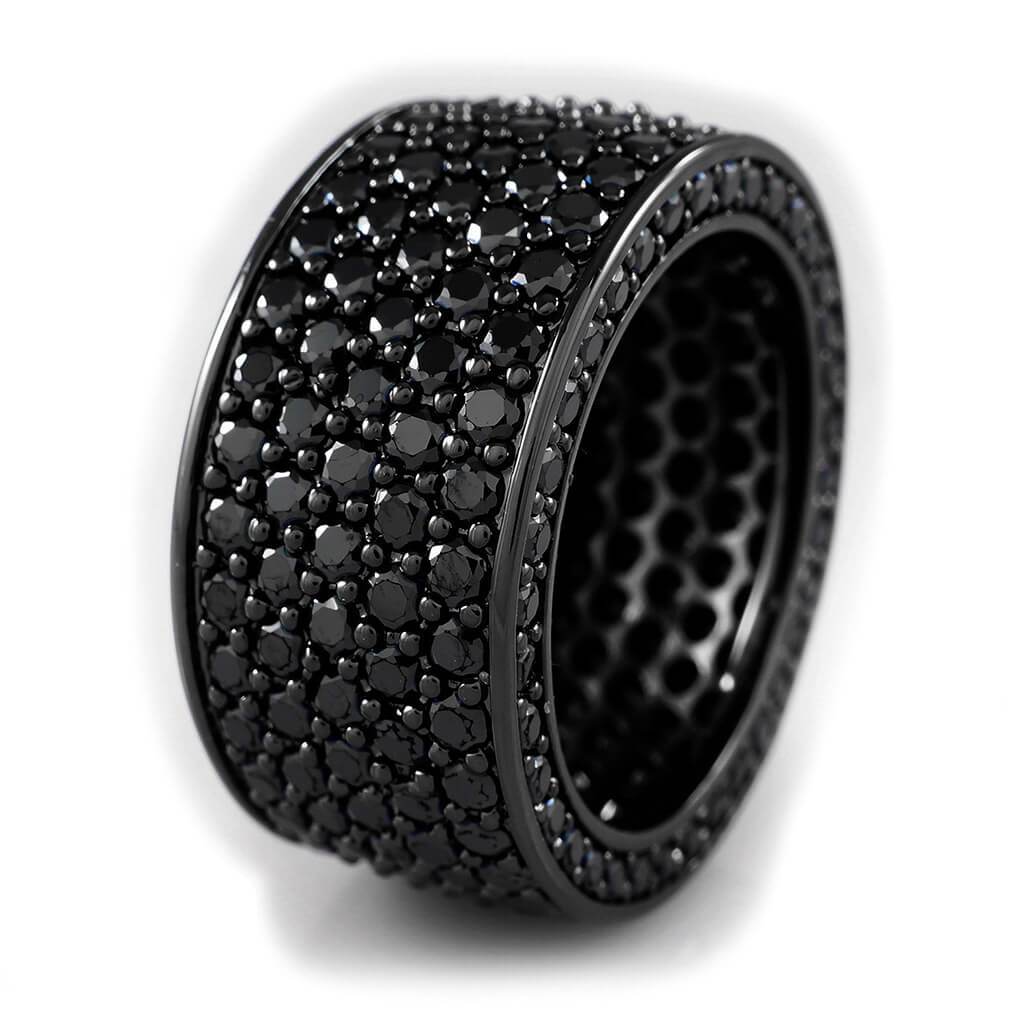 18K Black Gold Iced Eternity Wedding Ring – Niv's Bling