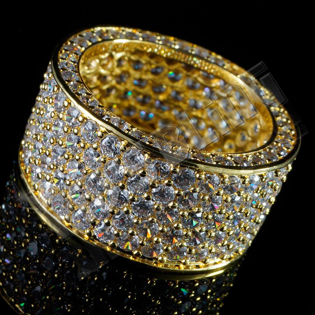 18K Gold Iced Wedding Ring | Hip Hop Rings | Niv's Bling