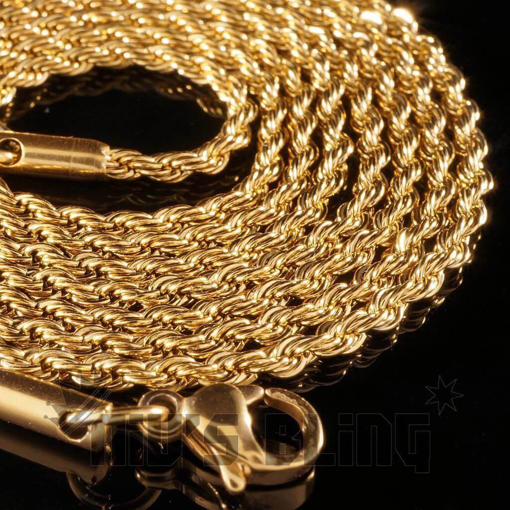 18k Gold Rope Chain Niv S Bling