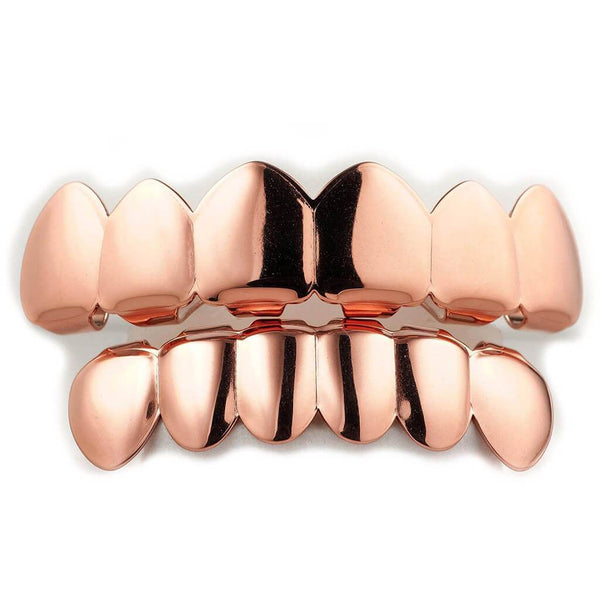 18K Rose Gold Stainless Steel 6 Tooth Grillz – Niv's Bling