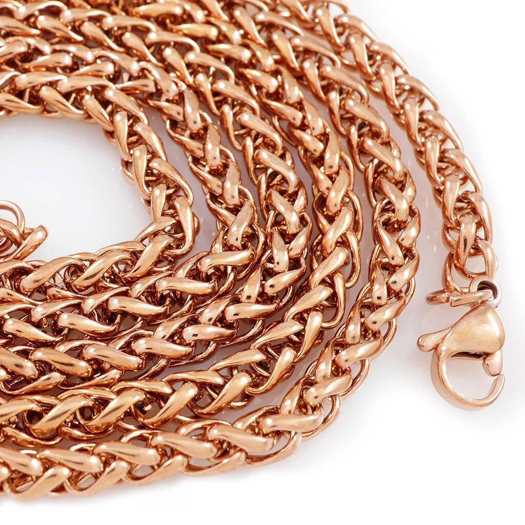 18K Rose Gold Wheat Chain – Niv's Bling