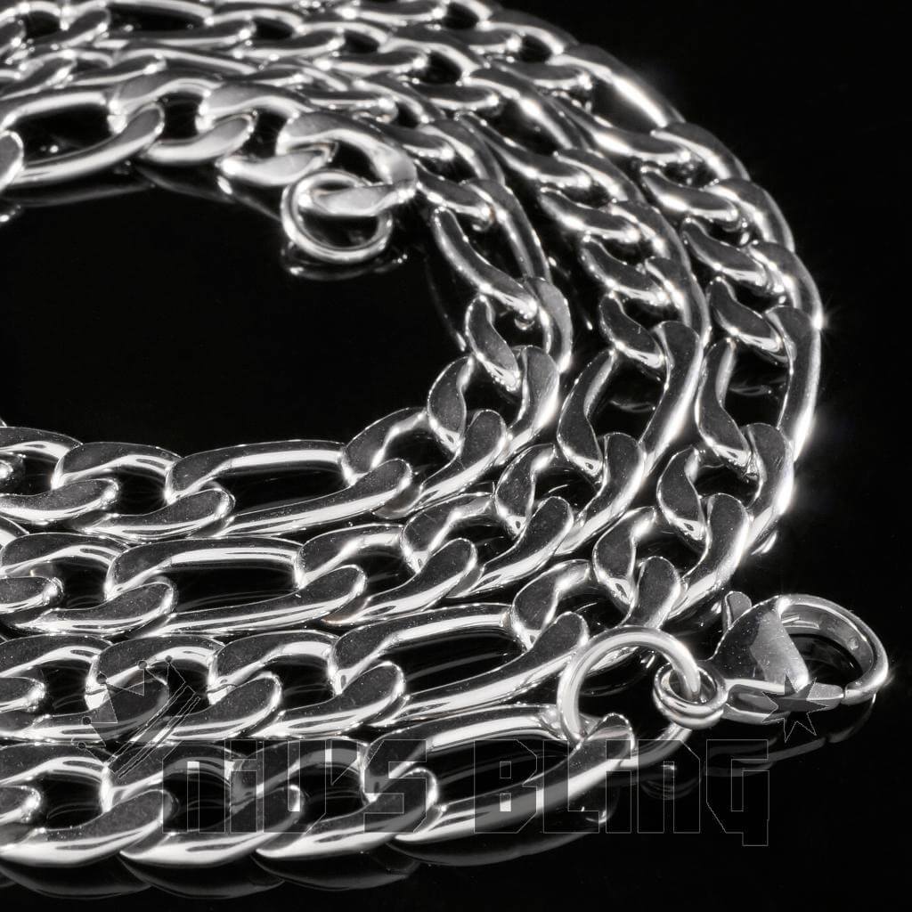 18K White Gold Figaro Chain – Niv's Bling