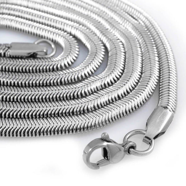 White Gold Herringbone Snake Chain | Hip Hop Necklaces | Niv's Bling