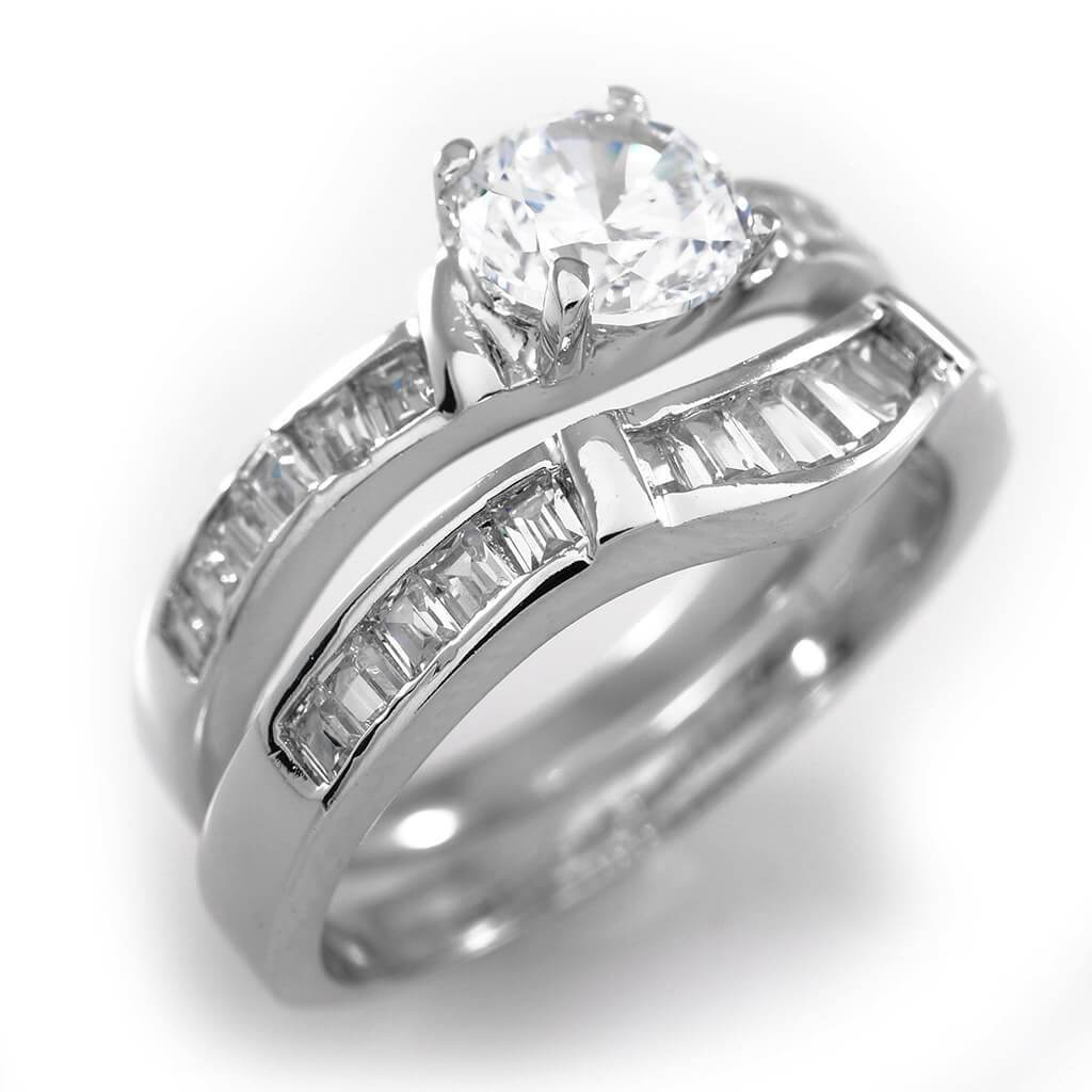 18k White Gold Wedding Engagement Ring Set Nivs Bling