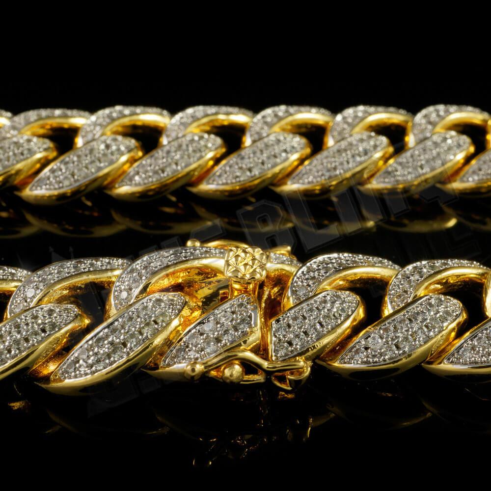 18k Gold 2 Row Iced Cuban Chain Link Miami – Niv's Bling