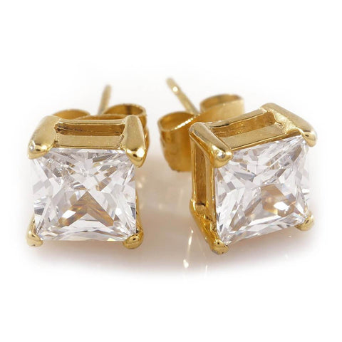 18k Gold Stainless Steel Square Stud 