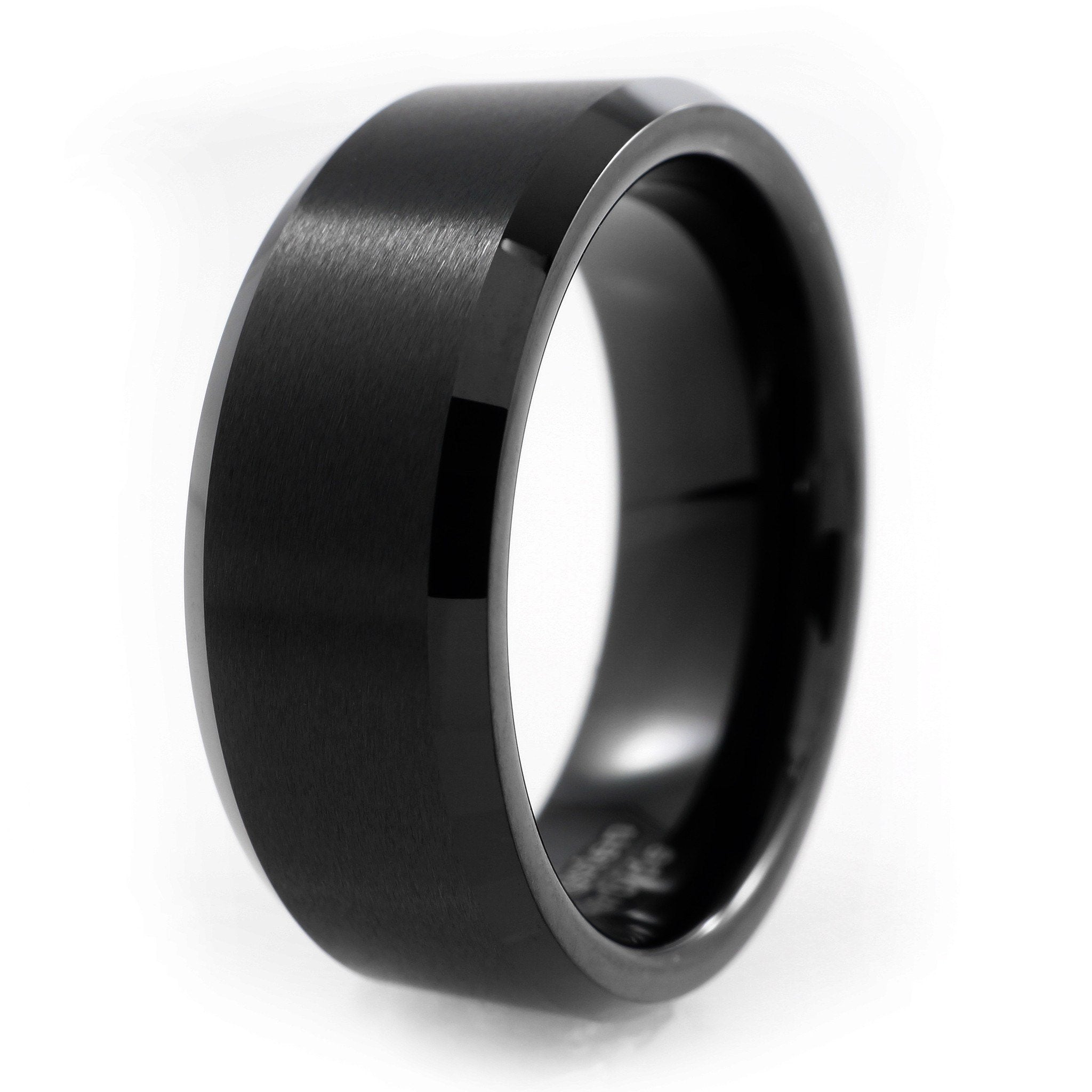 Black Tungsten Carbide Ring 8MM Niv S Bling   RBBR 1 