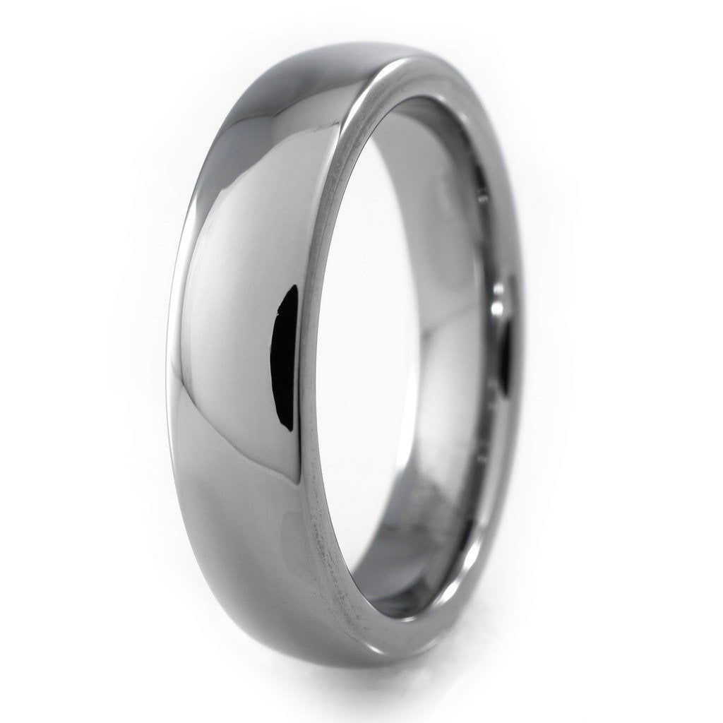 Tungsten Carbide Silver Polished Wedding Ring – Niv's Bling