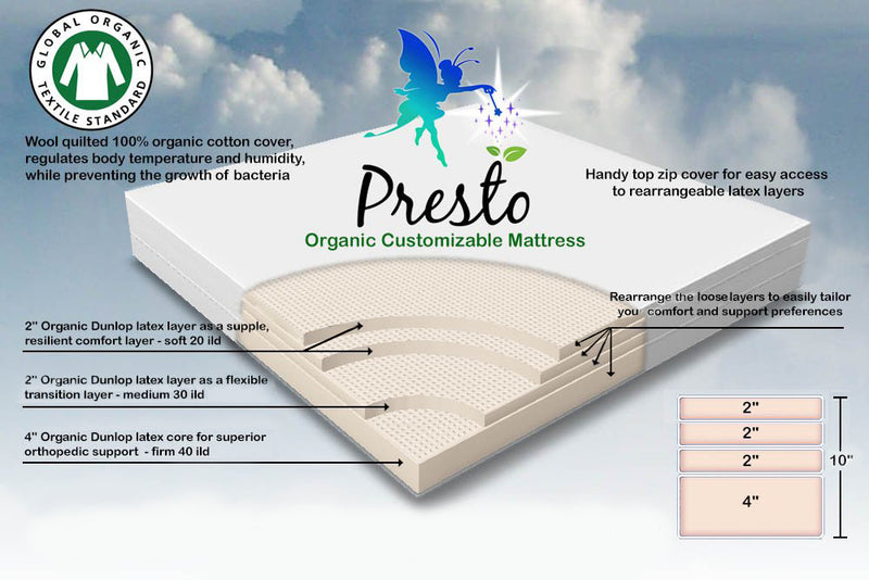 presto customizable organic latex mattress