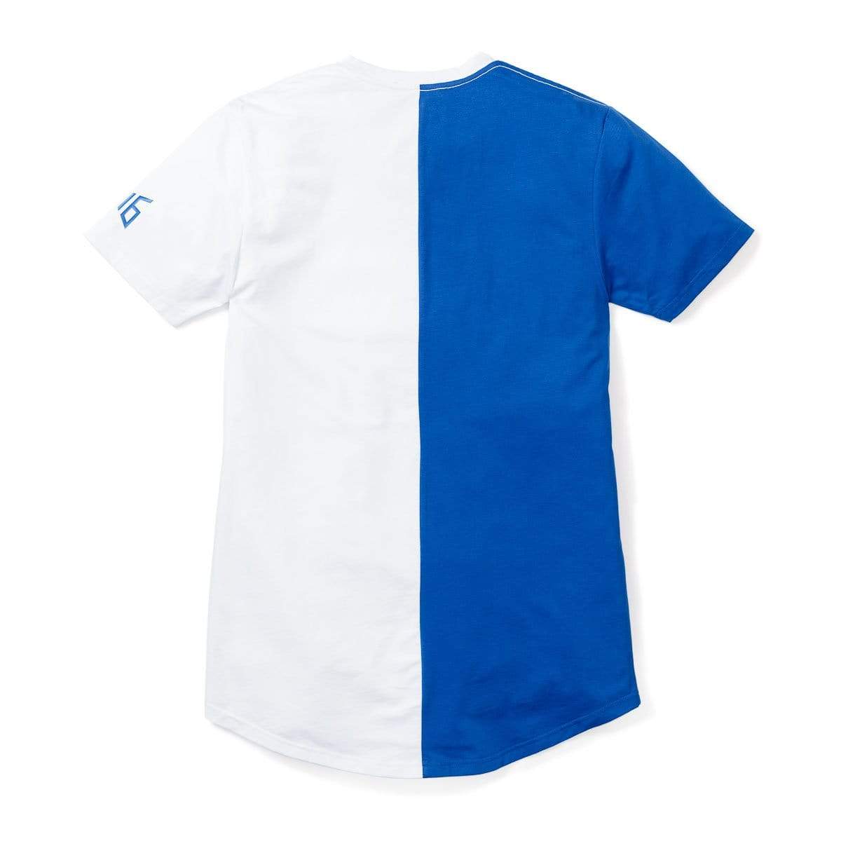 blue and white t shirt