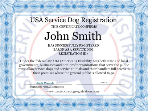 service dog certificate