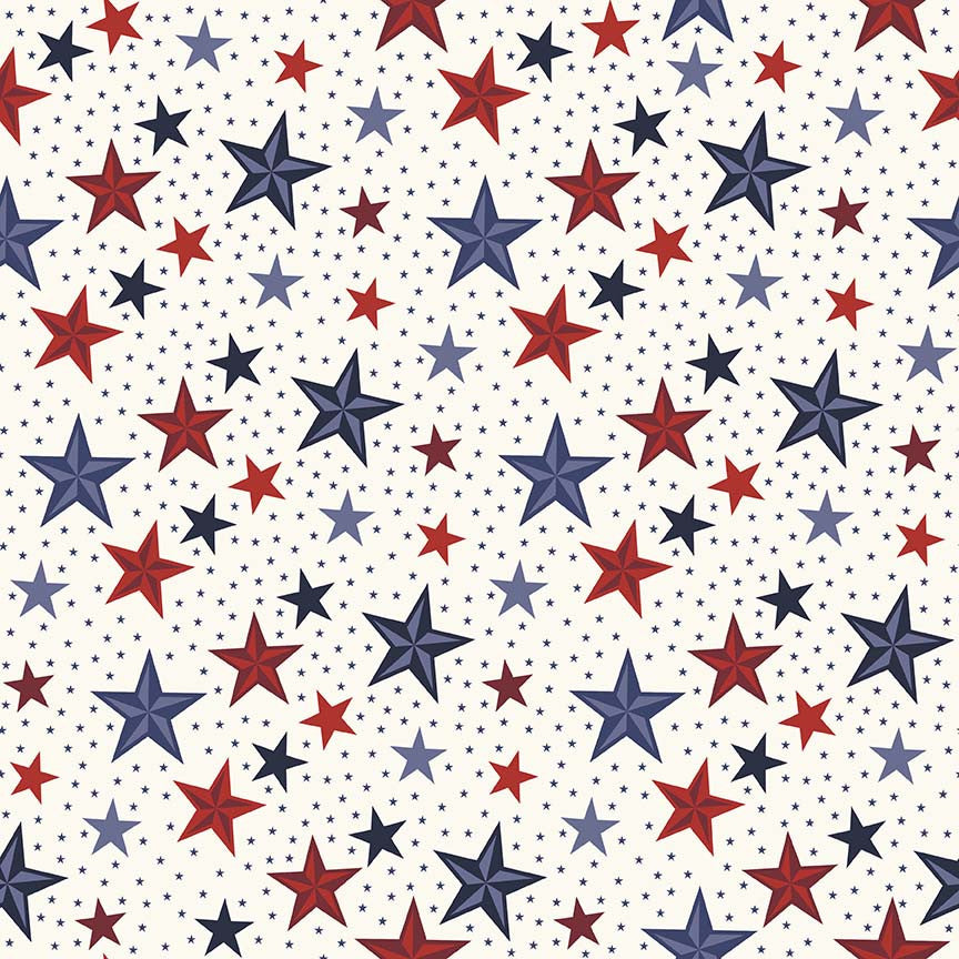 Blue Stars And Dots Cotton Patriotic Print Fabric Sold By The Yard -  Kittredge Mercantile
