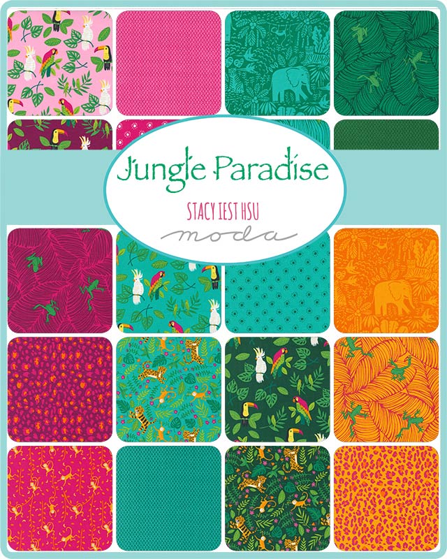 CLEARANCE Jungle Paradise Stuffed Animal Panel 20781 Multi - Moda Fabrics -  Tiger Monkey Toucan - Quilting Cotton Fabric
