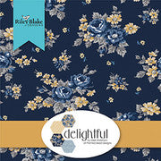 Delightful Tapestry C10253 Blue - Riley Blake Designs - Floral Flowers  Tone-on-tone Roses - Quilting Cotton Fabric
