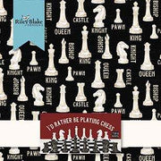 I'd Rather Be Playing Chess Pieces C11260 Off White - Riley Blake Designs -  Text Piece Names - Quilting Cotton Fabric