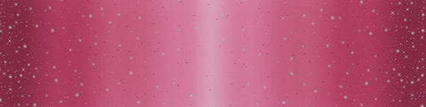 Quilting Cotton Fabric Ombre Fairy Dust METALLIC 10871 Hot Pink Moda Light to Dark Pink with Silver SPARKLE Stars
