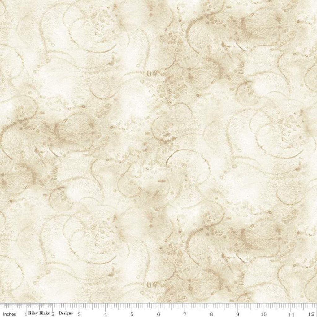 SALE Painter's Watercolor Swirl C680 Parchment - Riley Blake Designs -  Cream Beige Tone-on-Tone - Quilting Cotton Fabric