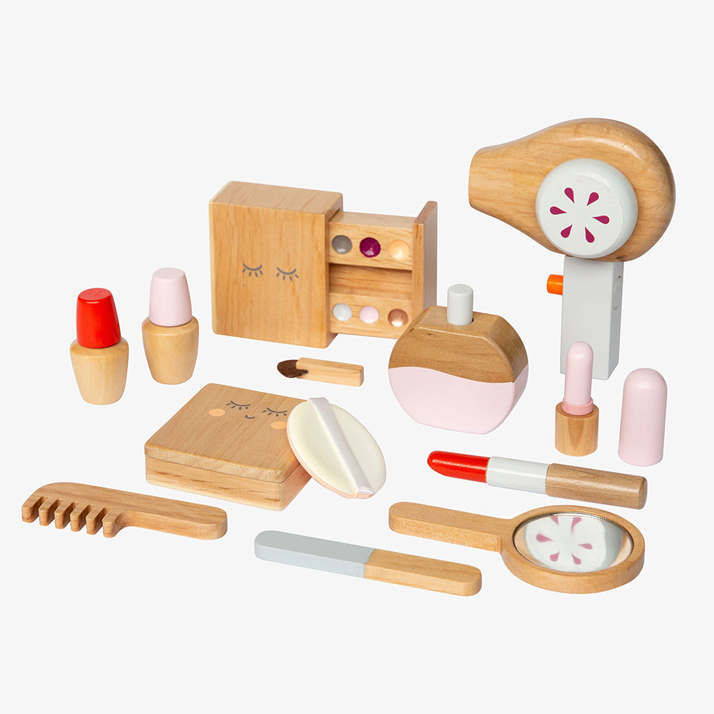 wooden toy hairdressing set