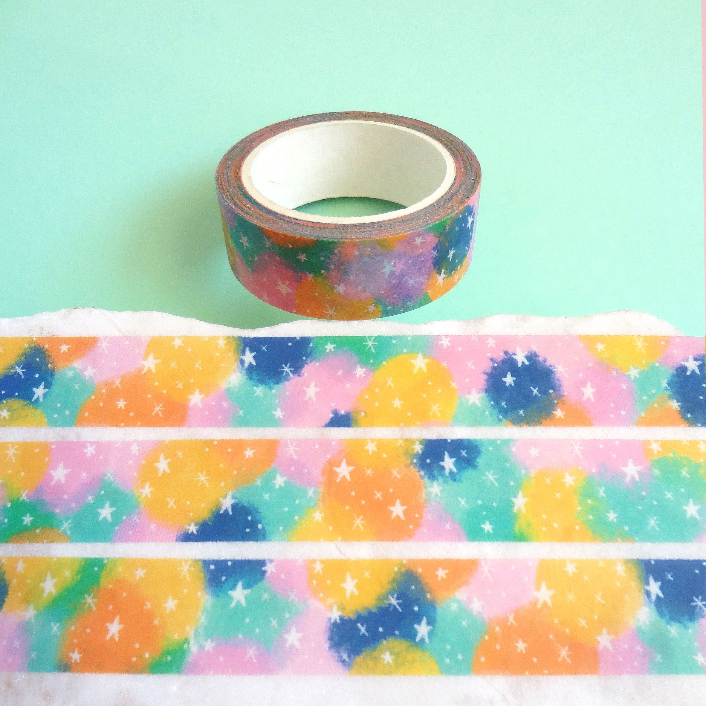 Colourful Rainbow Washi Tape, Rainbow Stripe Washi Tape, Multicoloured Decorative  Tape, Recyclable Paper Tape, Bright Planner Stationery 