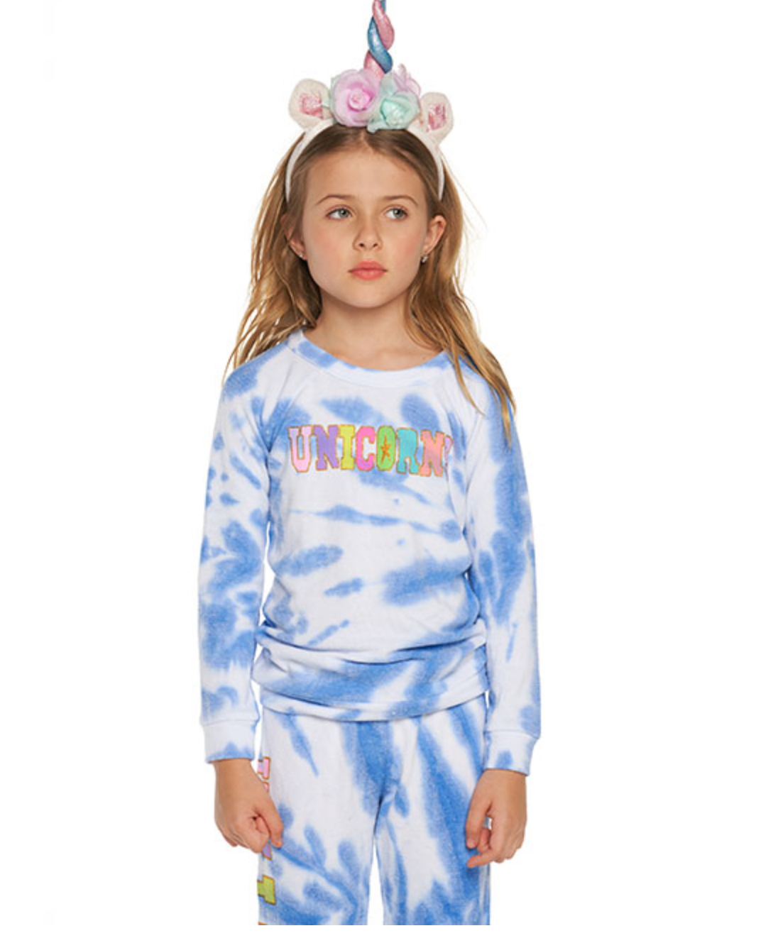 Chaser Unicorn Pullover in Blue Tie Dye