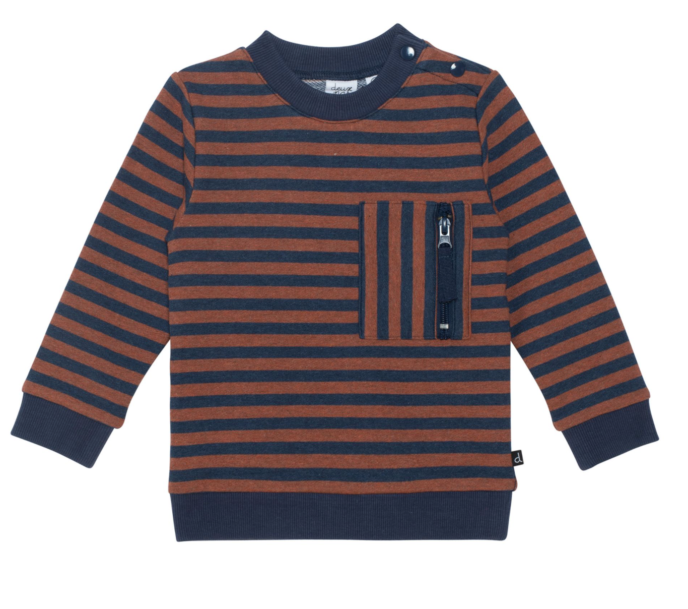 Deux par Deux Pocket Sweatshirt in Navy Stripe