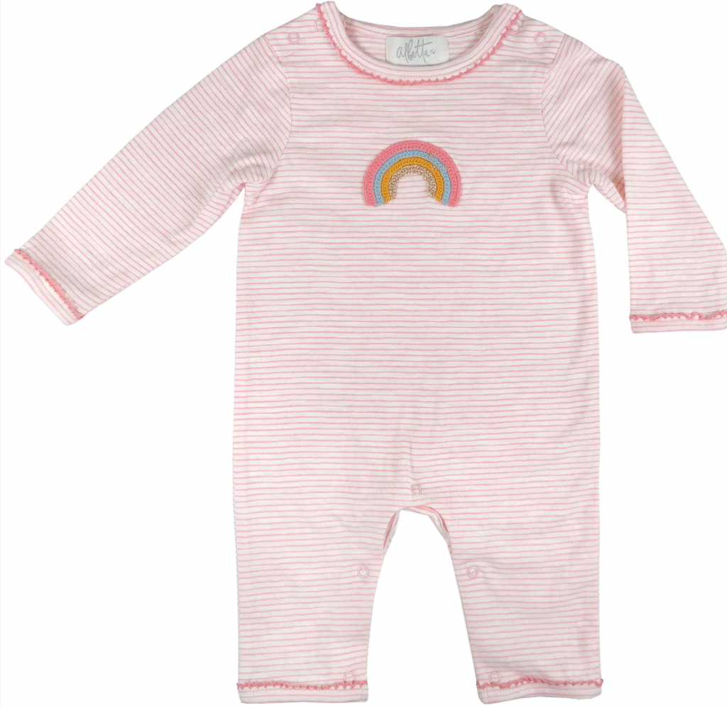 Albetta Crochet Striped Rainbow Babygro