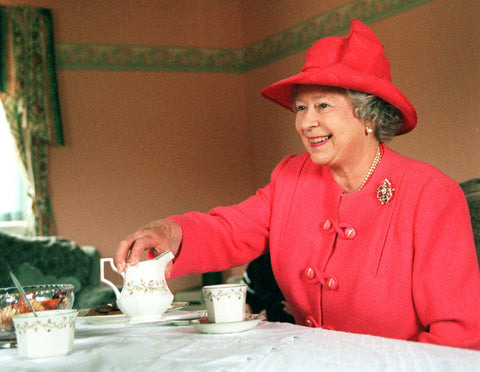 Queen Elizabeth having tea