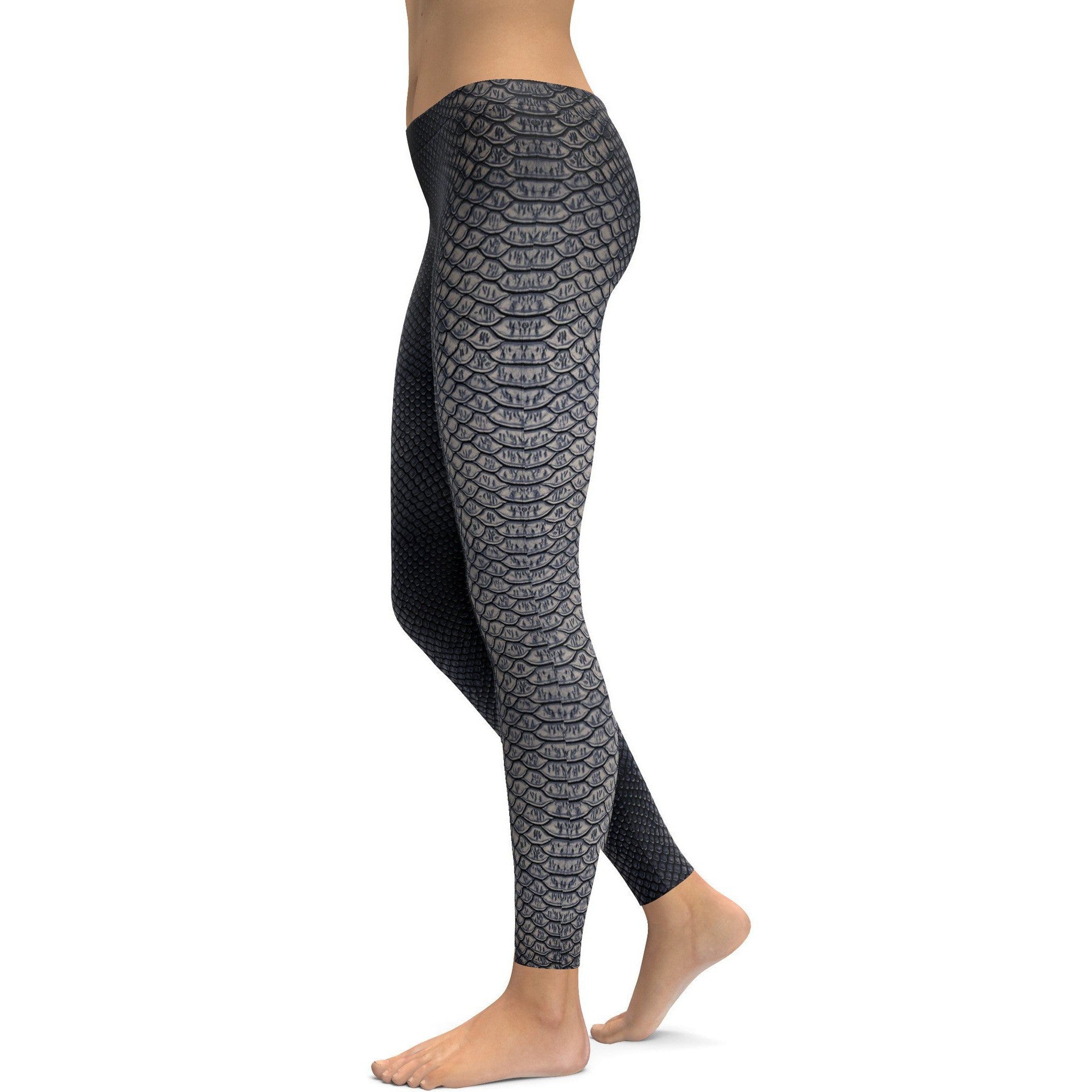 Womens Workout Yoga Slippery Snake Leggings in Grey & Cream Color ...