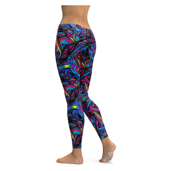 Womens Workout Yoga Psychedelic Neon Paint Leggings | Gearbunch.com