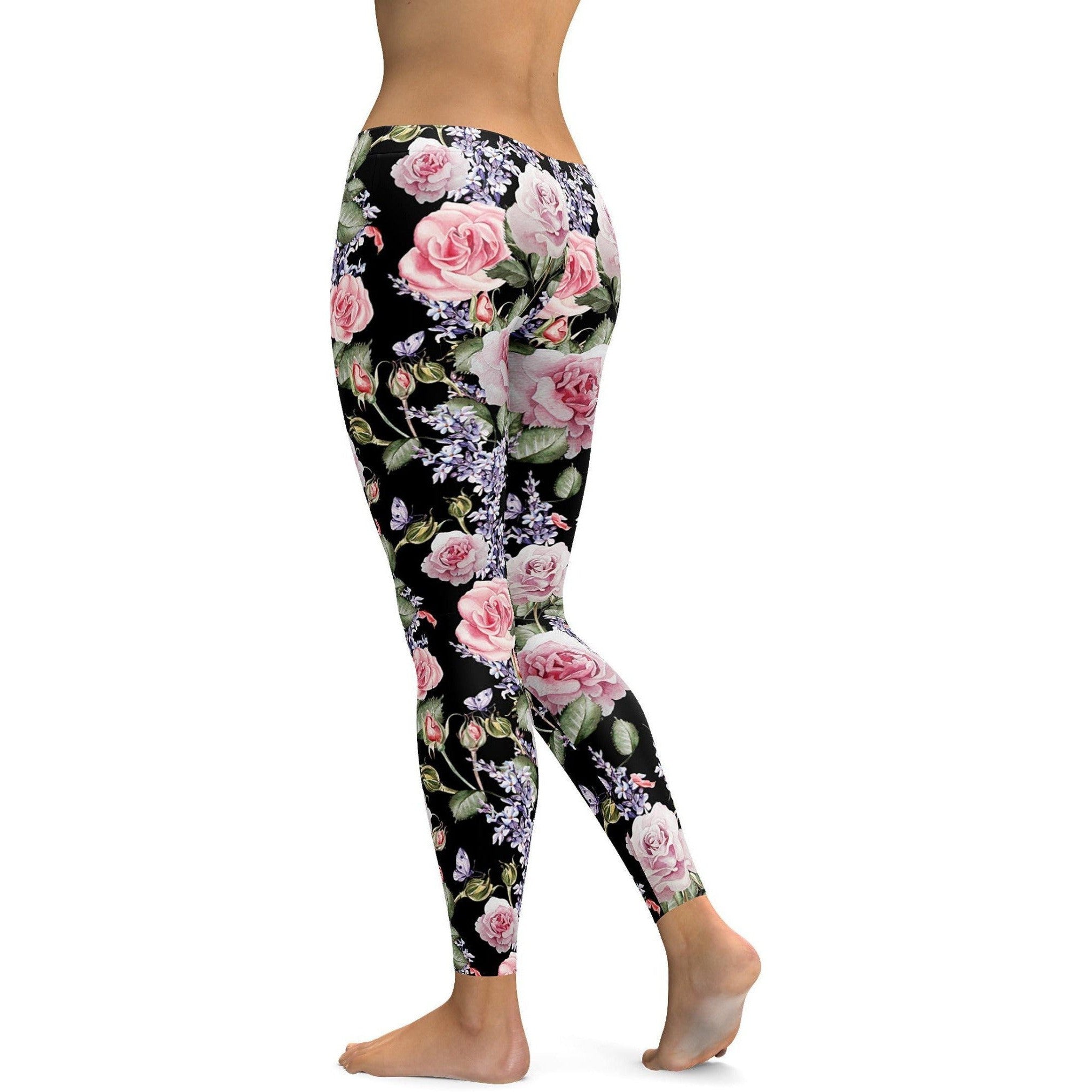 Watercolor Roses & Lavender Leggings