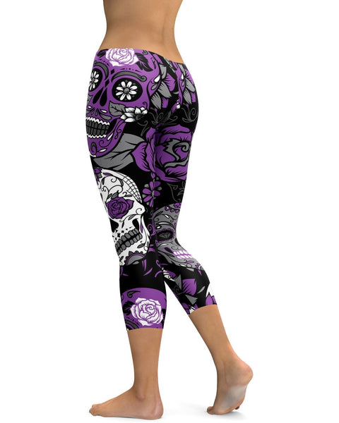 Purple Sugar Skull Capris